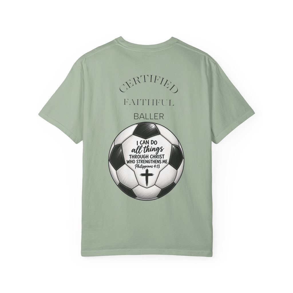 Faith Soccer T‑Shirt – “I Can Do All Things” Christian Soccer Tee