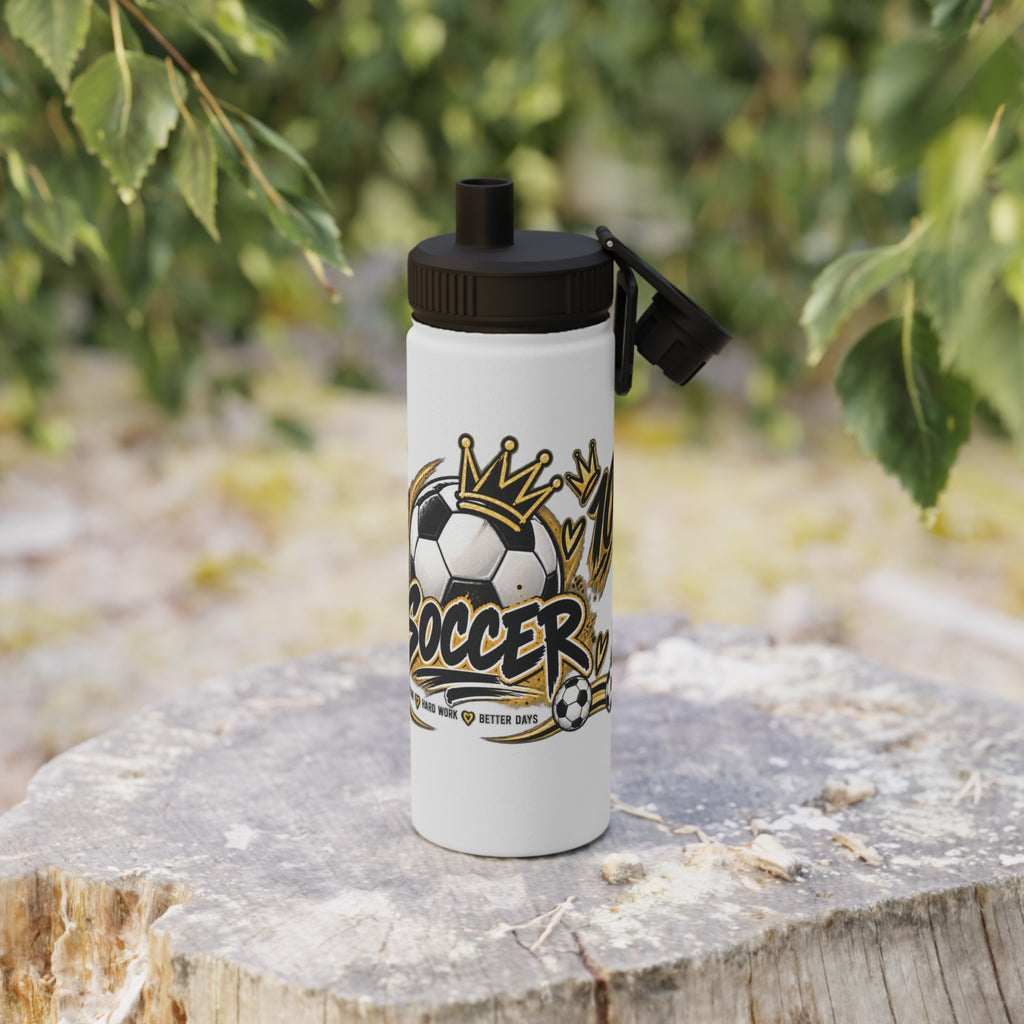 Soccer Water Bottle — 'Eat Sleep Soccer Repeat' Stainless Steel Sports Bottle