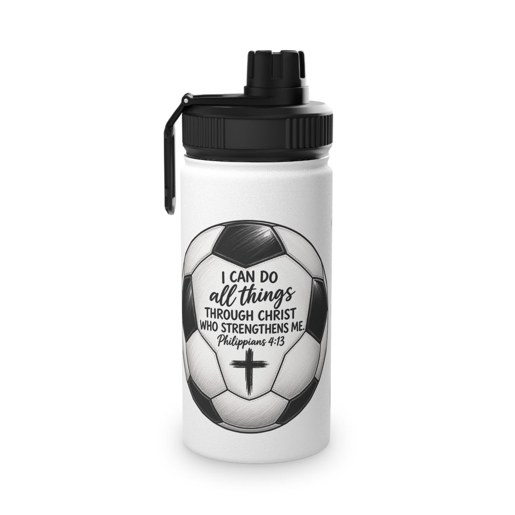 Soccer Graphic Stainless Steel Water Bottle – Sports Lid "Eat Sleep Soccer Repeat"