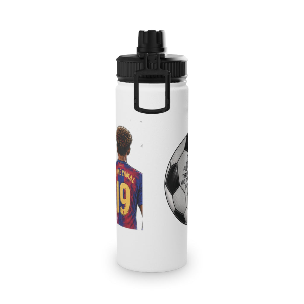 Soccer Player Stainless Steel Water Bottle — Sports Lid, Team Jersey Graphic