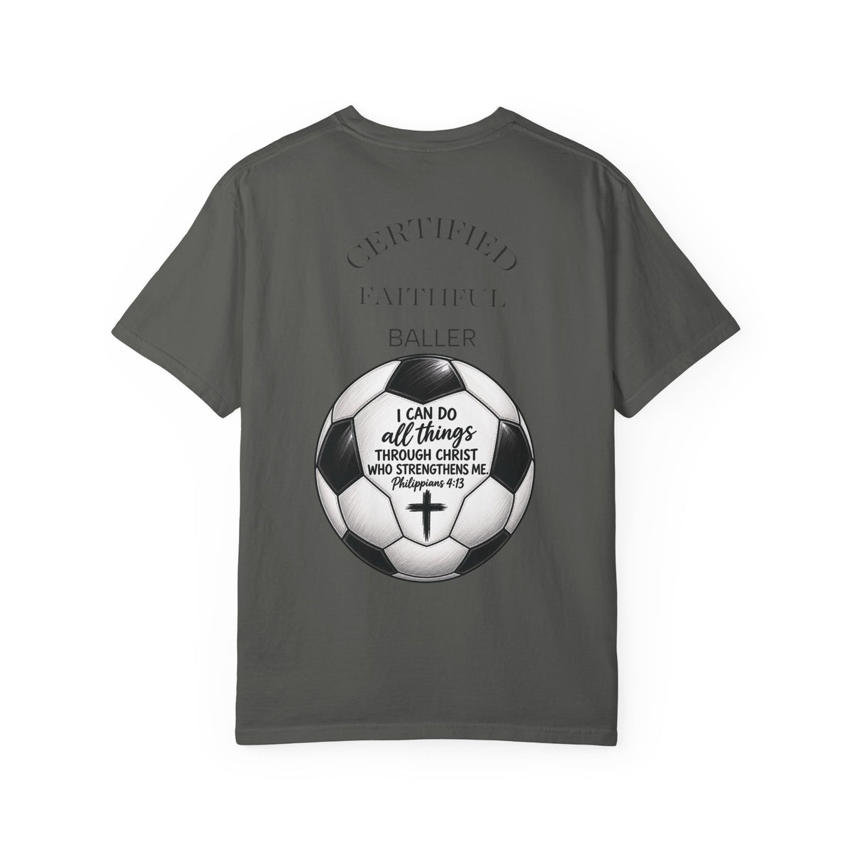 Faith Soccer T‑Shirt – “I Can Do All Things” Christian Soccer Tee