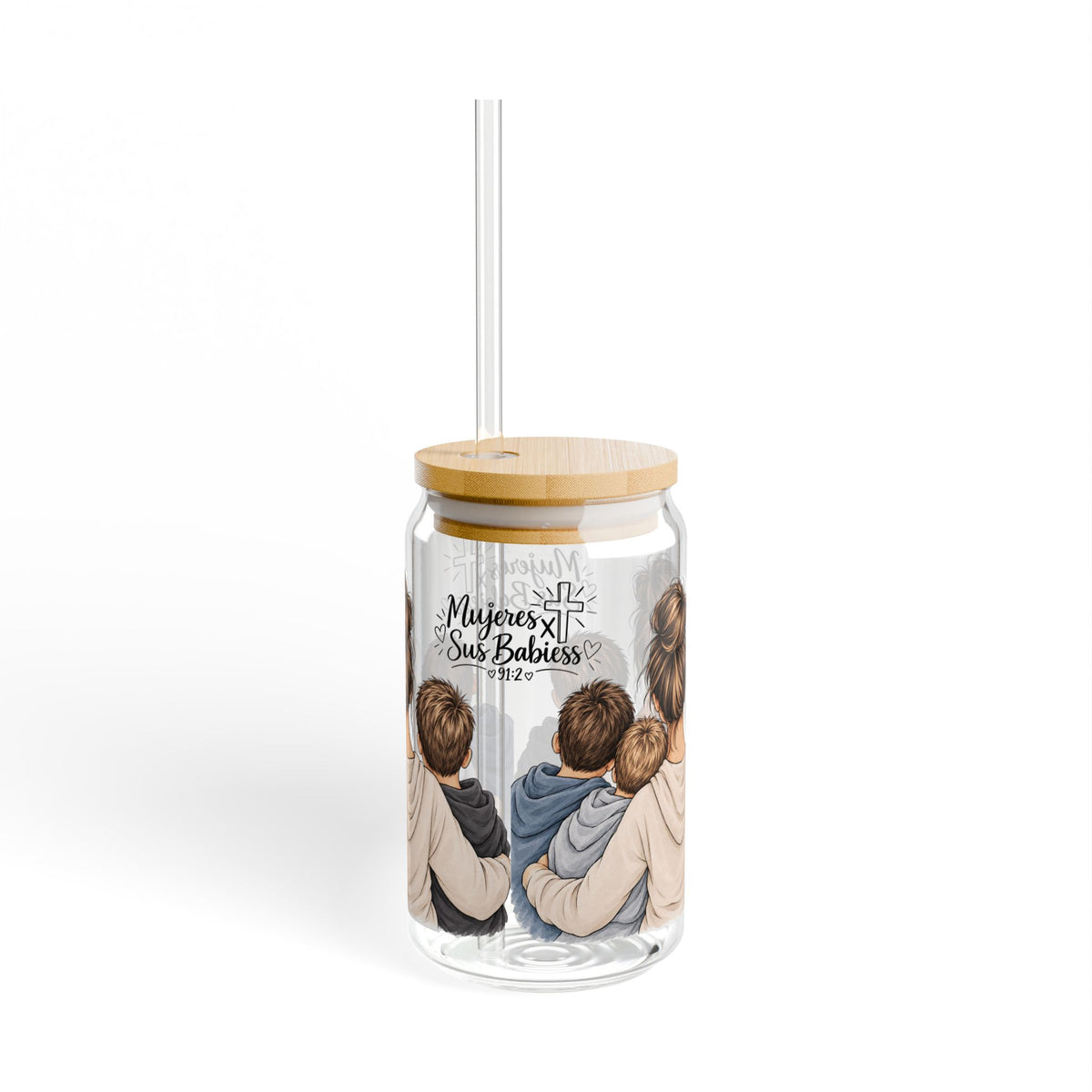 Copy of Mujeres x Sus Bebes 16oz Sipper Glass | Religious Cross Scripture 91:2