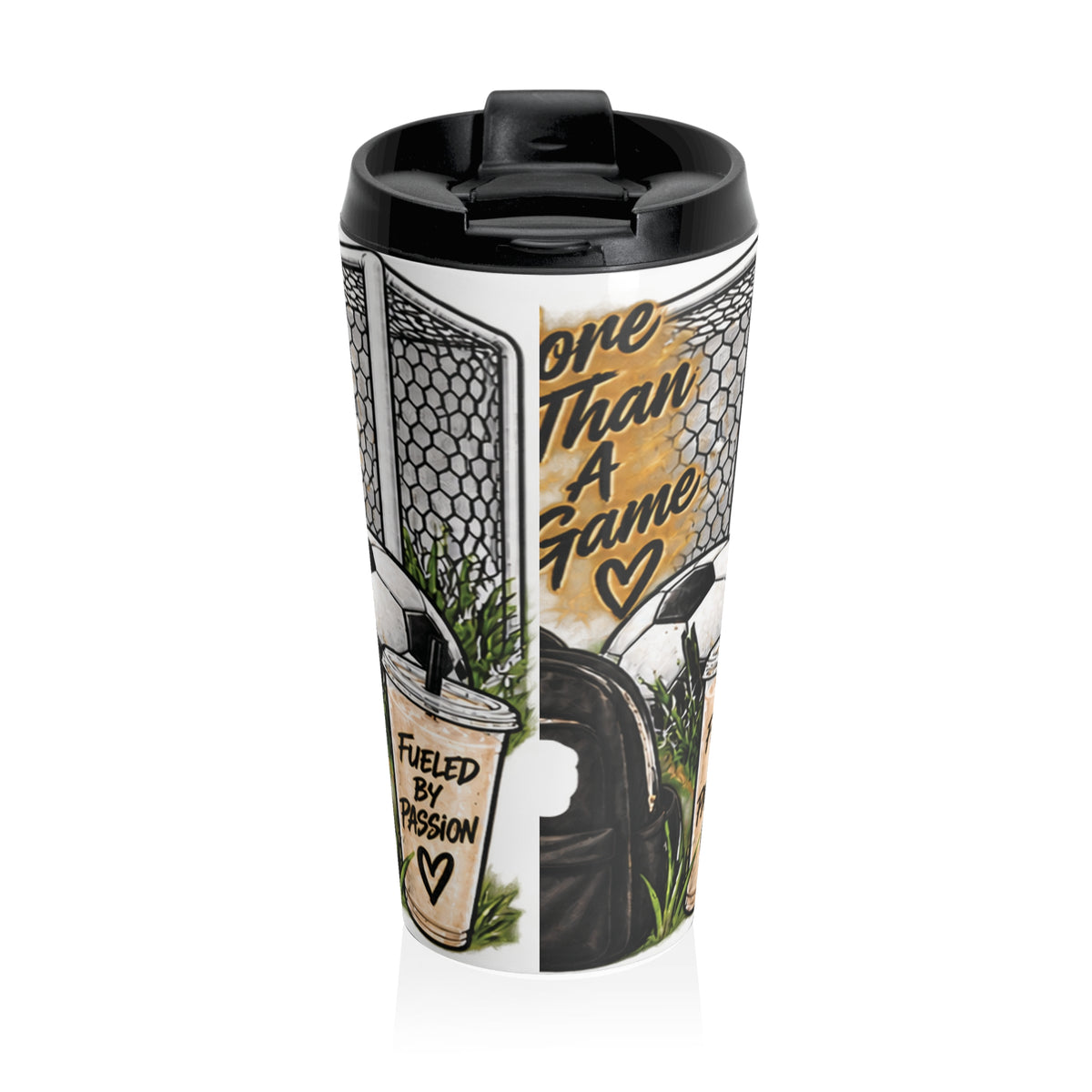 Christian Soccer Travel Mug — "I Can Do All Things" Philippians 4:13