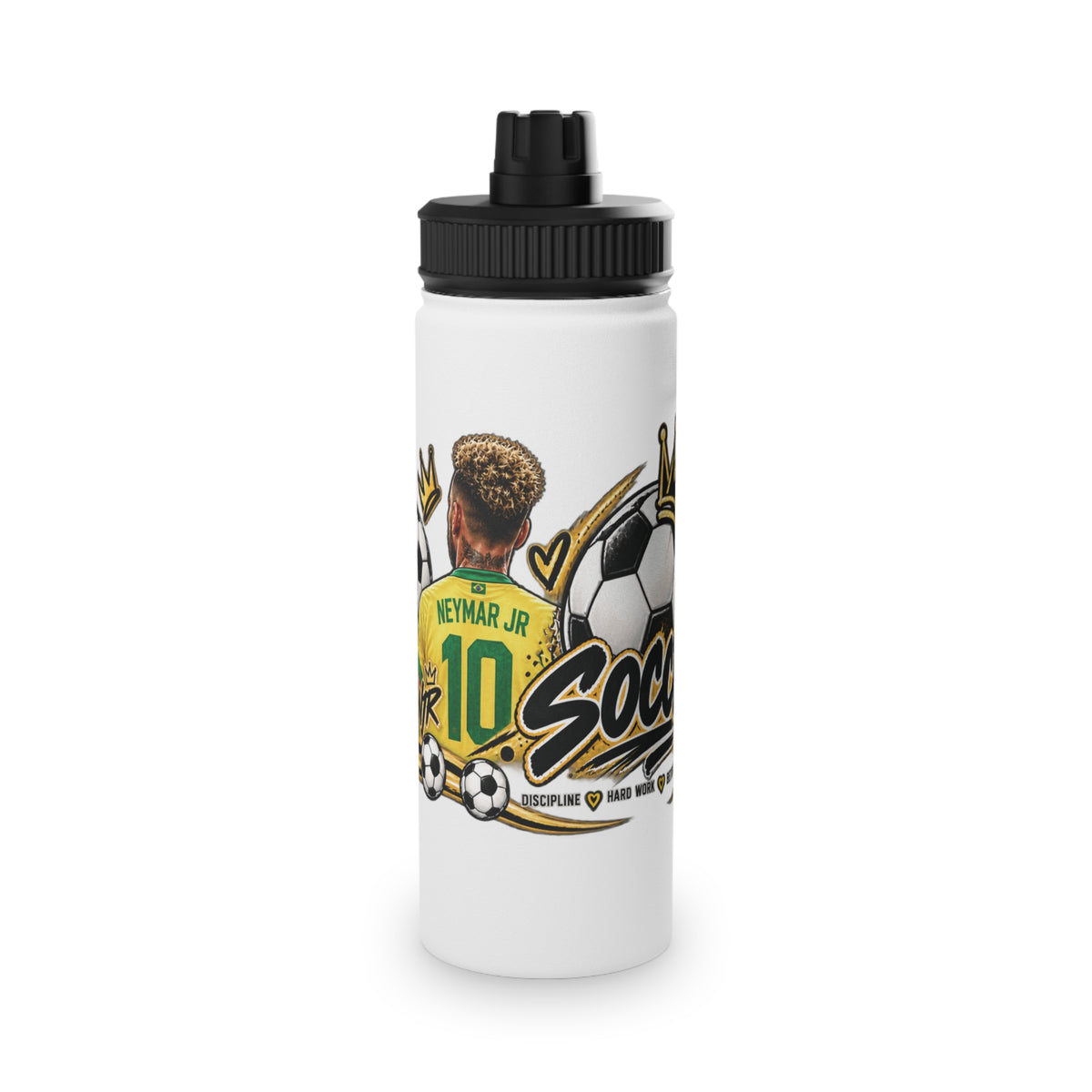 Soccer Water Bottle — 'Eat Sleep Soccer Repeat' Stainless Steel Sports Bottle