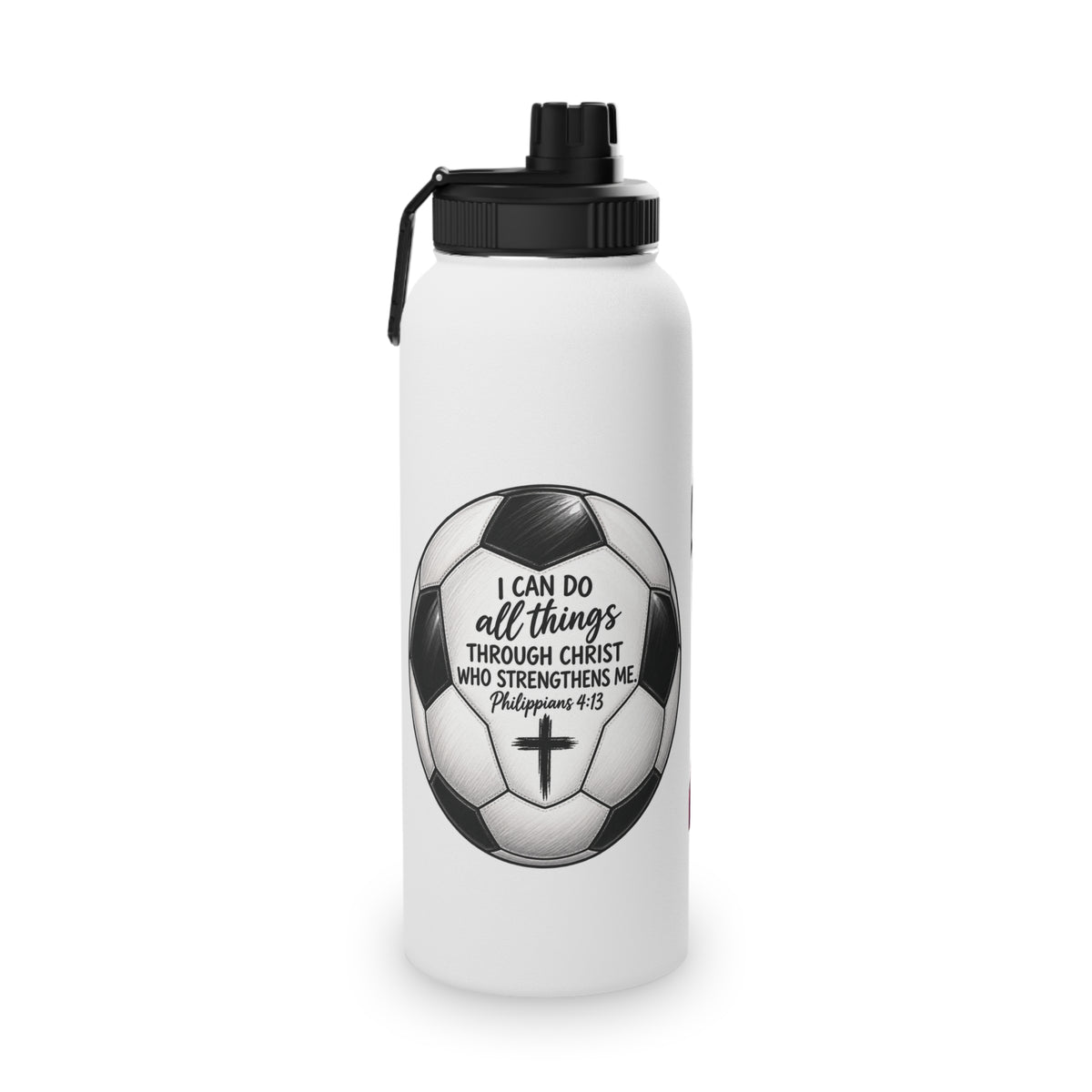 Soccer Player Stainless Steel Water Bottle — Sports Lid, Team Jersey Graphic
