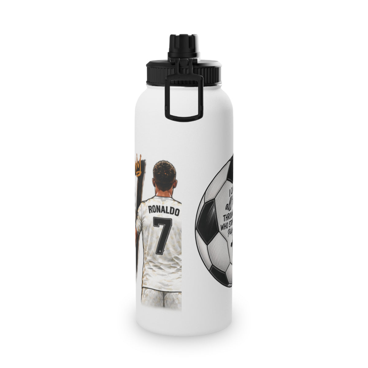 Soccer Graphic Stainless Steel Water Bottle – Sports Lid "Eat Sleep Soccer Repeat"