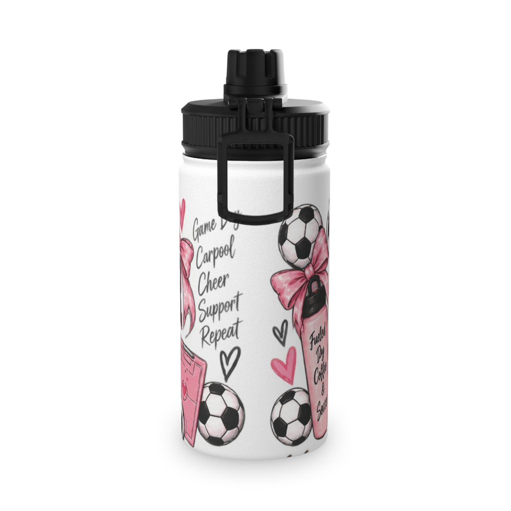Soccer Mom / Player Water Bottle | Pink Bow Sports Lid