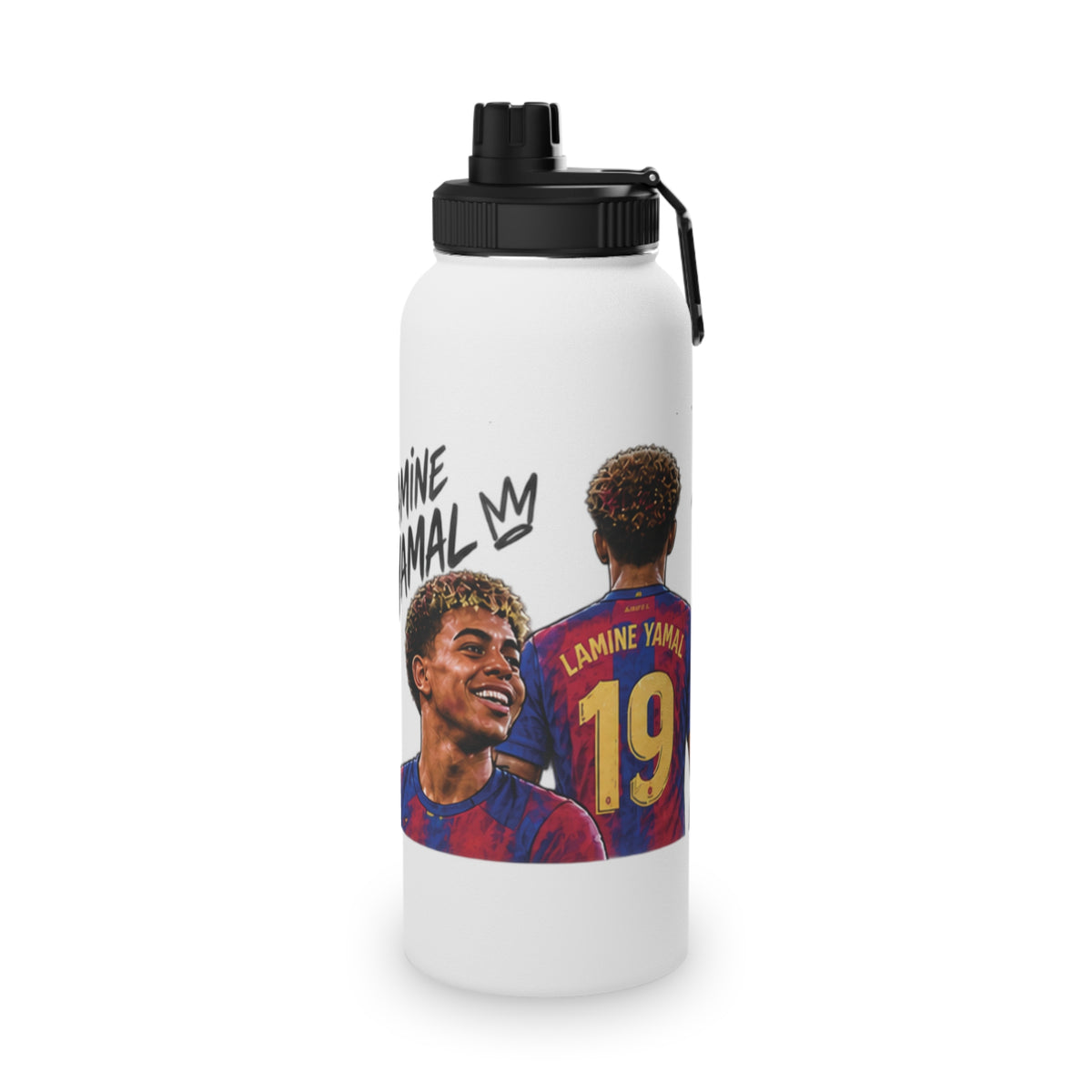 Soccer Player Stainless Steel Water Bottle — Sports Lid, Team Jersey Graphic