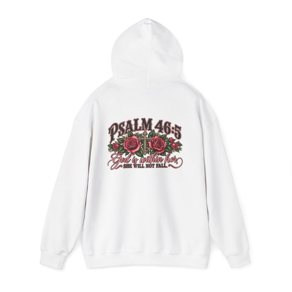 Psalm 46:5 Rose Hooded Sweatshirt – Faith Quote Floral Hoodie