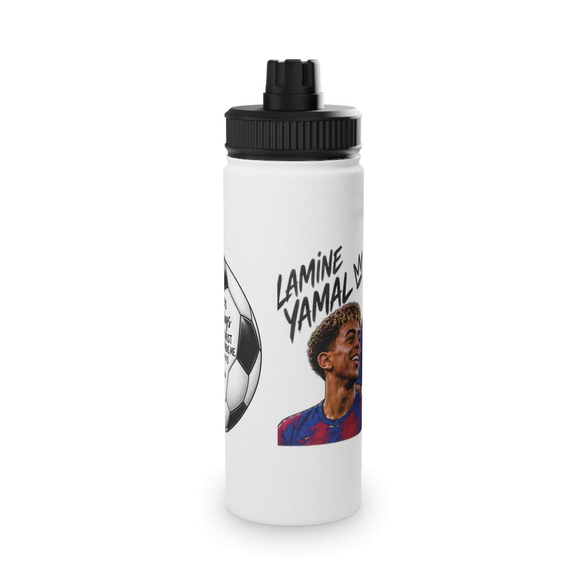 Soccer Player Stainless Steel Water Bottle — Sports Lid, Team Jersey Graphic