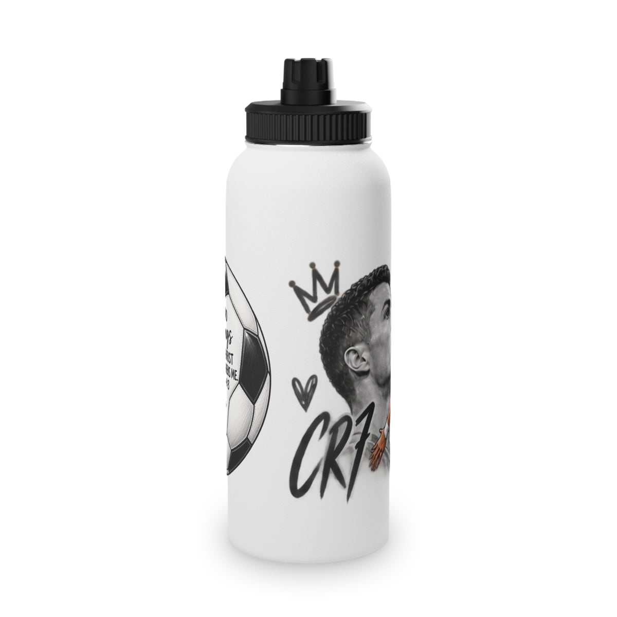 Soccer Graphic Stainless Steel Water Bottle – Sports Lid "Eat Sleep Soccer Repeat"