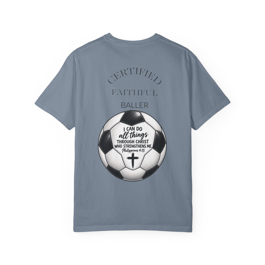 Faith Soccer T‑Shirt – “I Can Do All Things” Christian Soccer Tee