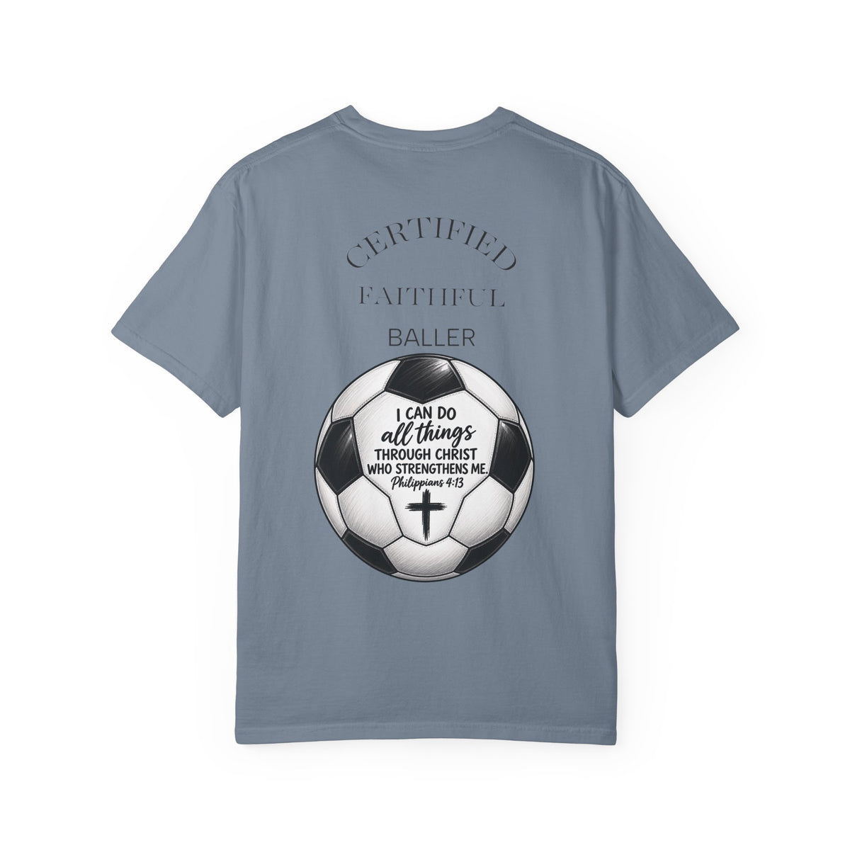 Faith Soccer T‑Shirt – “I Can Do All Things” Christian Soccer Tee
