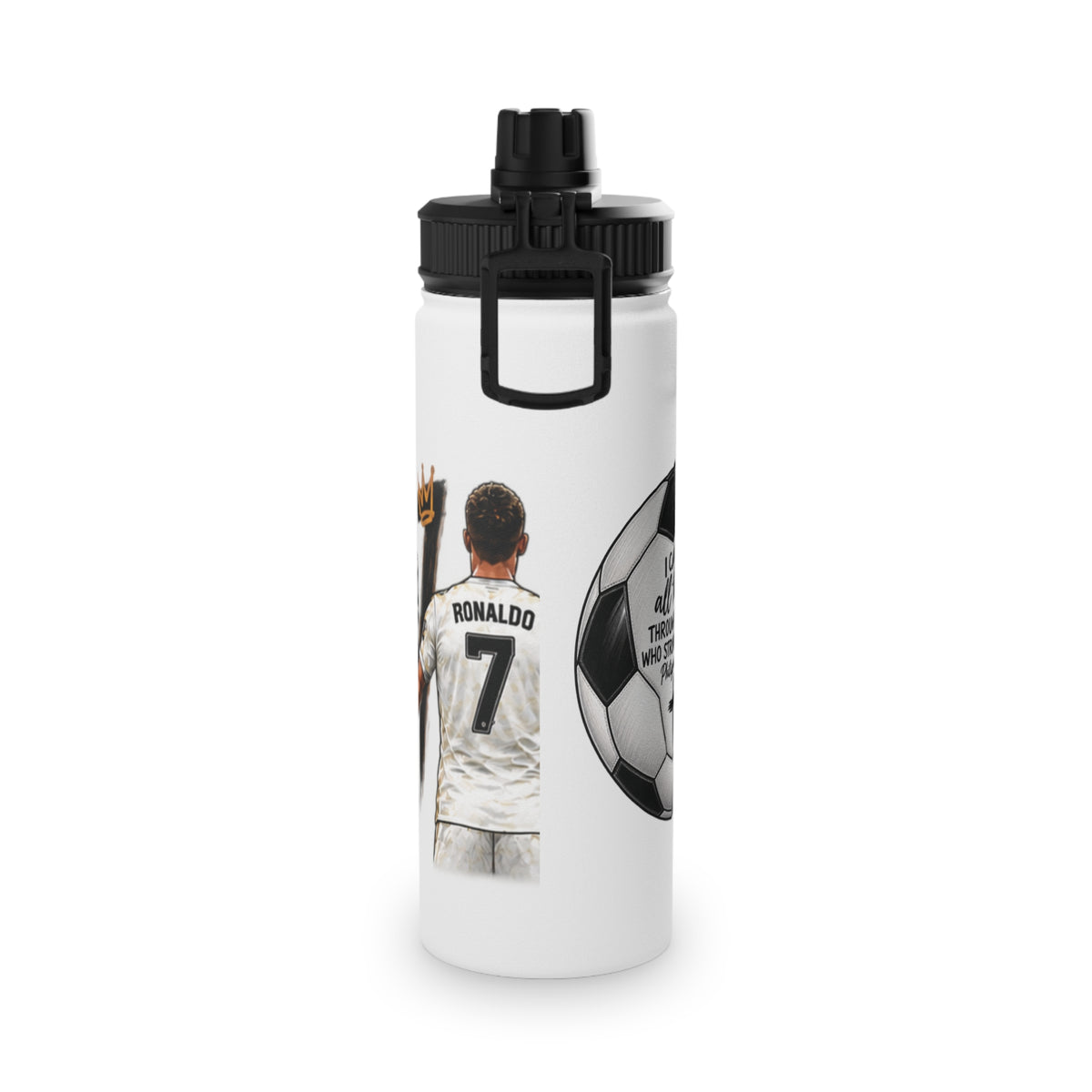Soccer Graphic Stainless Steel Water Bottle – Sports Lid "Eat Sleep Soccer Repeat"