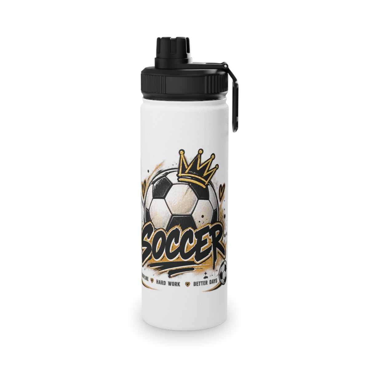 Soccer Stainless Steel Water Bottle — 'Eat Sleep Soccer Repeat' Sports Bottle (Ronaldo #7 Design)