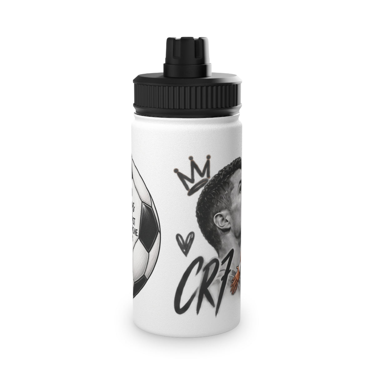 Soccer Graphic Stainless Steel Water Bottle – Sports Lid "Eat Sleep Soccer Repeat"