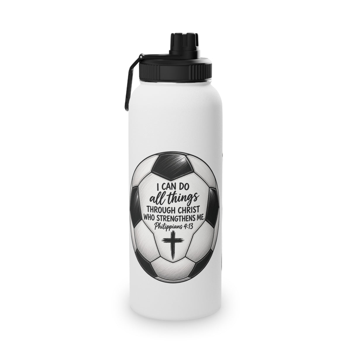 Soccer Graphic Stainless Steel Water Bottle – Sports Lid "Eat Sleep Soccer Repeat"