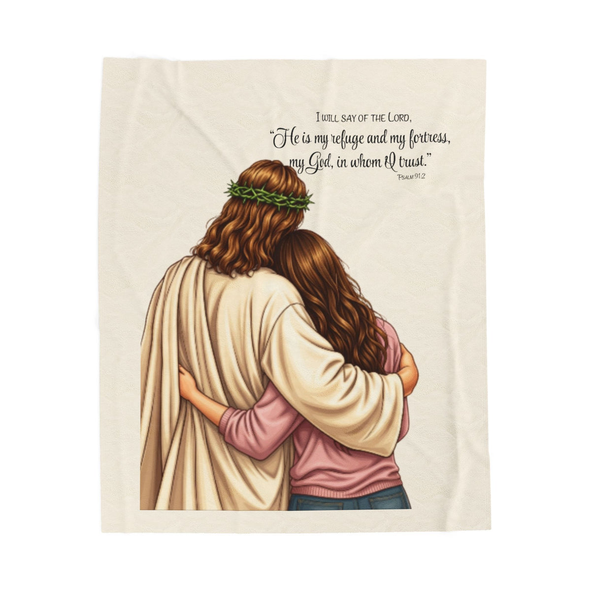 Jesus Embrace Blanket | Psalm 91 Scripture Velveteen Plush Blanket
