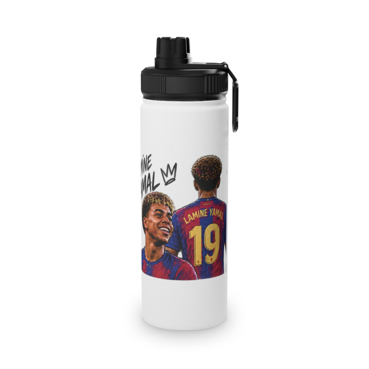 Soccer Player Stainless Steel Water Bottle — Sports Lid, Team Jersey Graphic