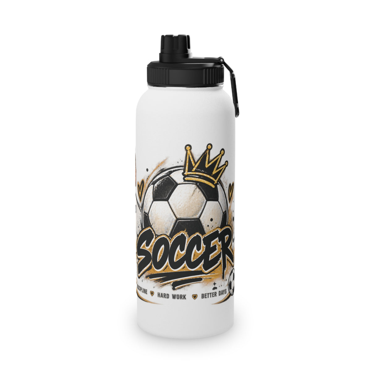 Soccer Stainless Steel Water Bottle — 'Eat Sleep Soccer Repeat' Sports Bottle (Ronaldo #7 Design)