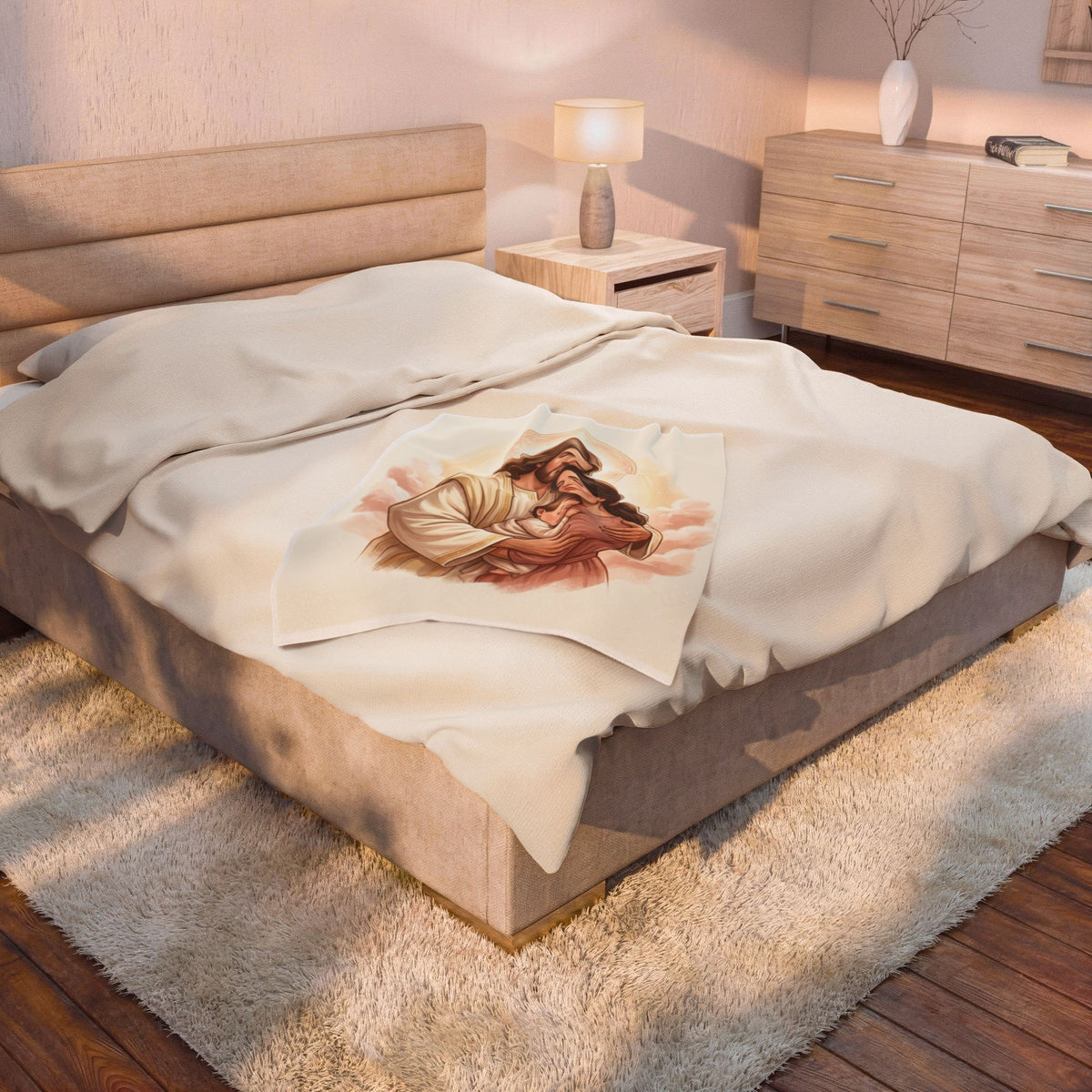 Holy Family Jesus Mary Joseph blanket | Religious velveteen plush