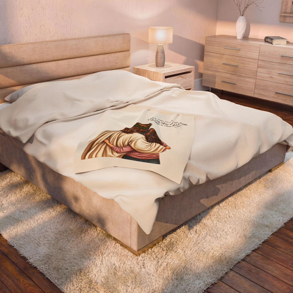 Jesus Embrace Blanket | Psalm 91 Scripture Velveteen Plush Blanket