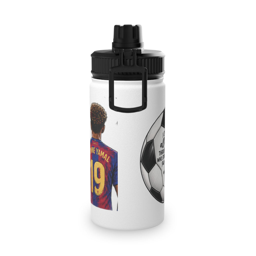 Soccer Player Stainless Steel Water Bottle — Sports Lid, Team Jersey Graphic