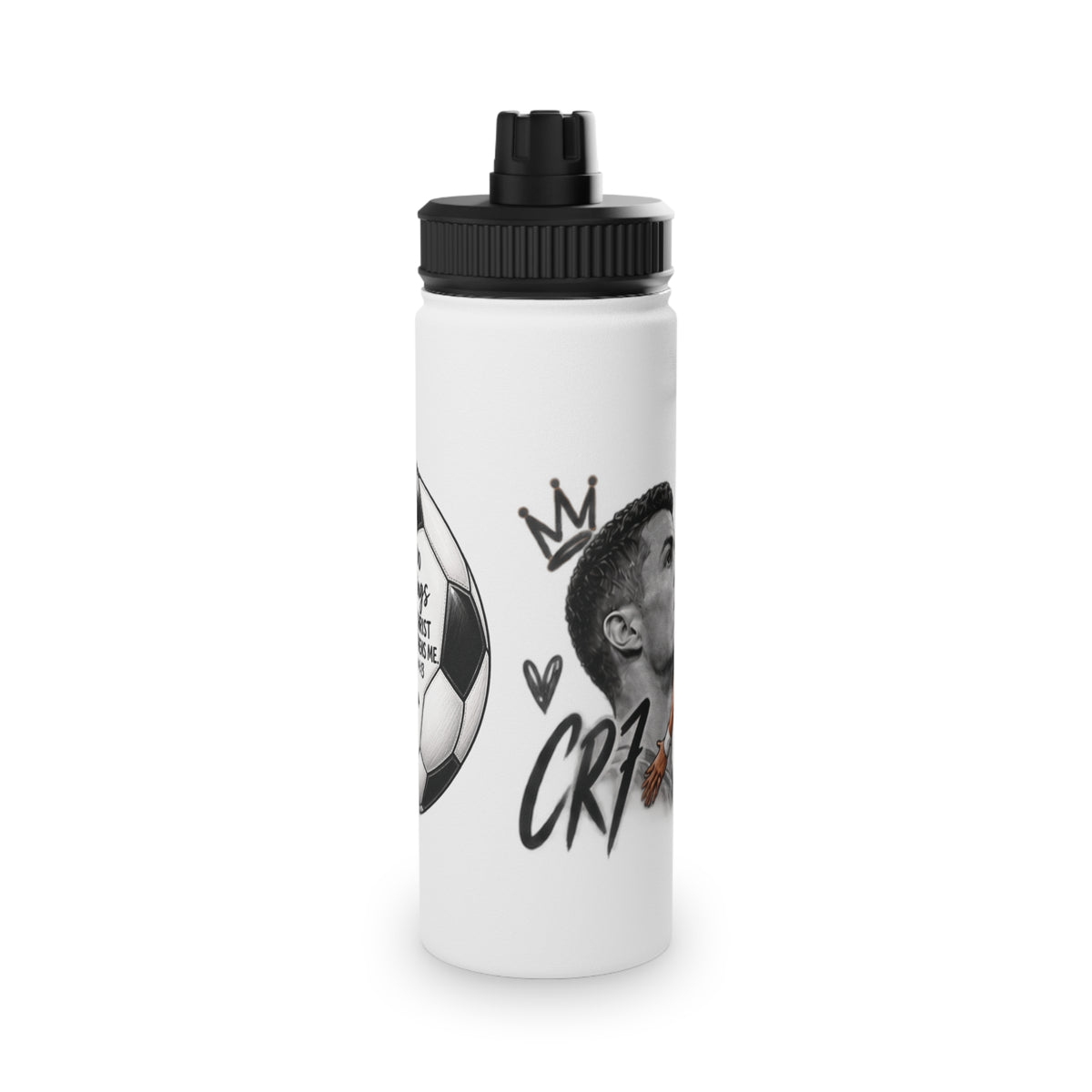 Soccer Graphic Stainless Steel Water Bottle – Sports Lid "Eat Sleep Soccer Repeat"