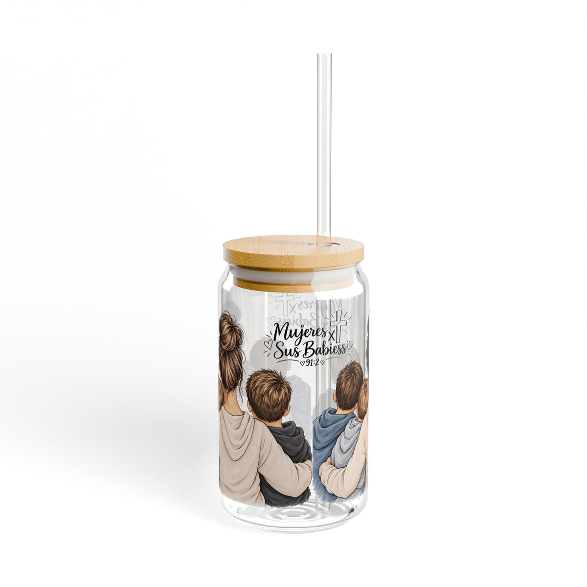 Copy of Mujeres x Sus Bebes 16oz Sipper Glass | Religious Cross Scripture 91:2