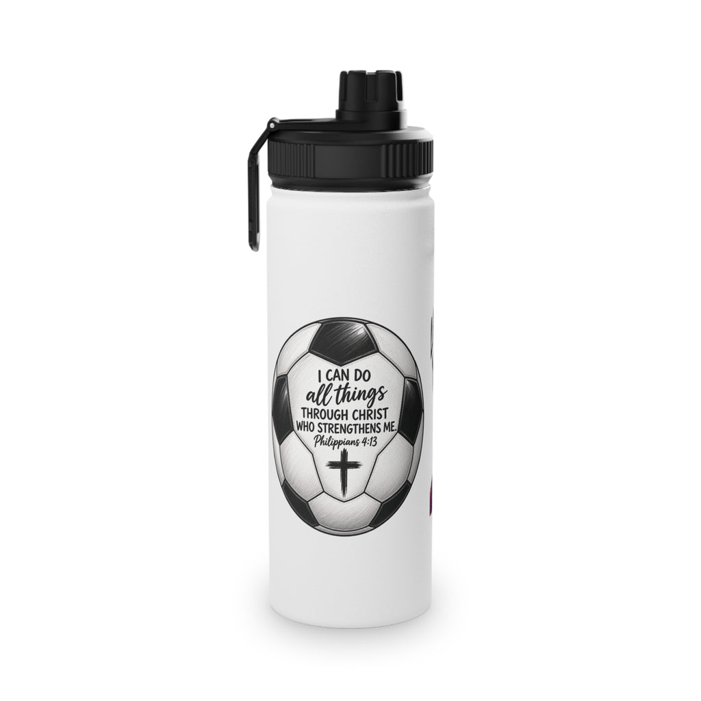 Soccer Player Stainless Steel Water Bottle — Sports Lid, Team Jersey Graphic