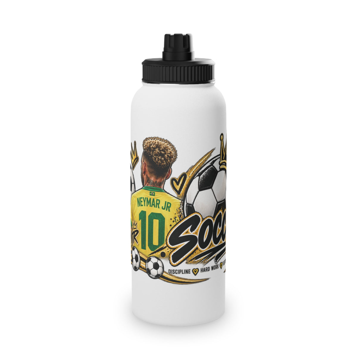 Soccer Water Bottle — 'Eat Sleep Soccer Repeat' Stainless Steel Sports Bottle