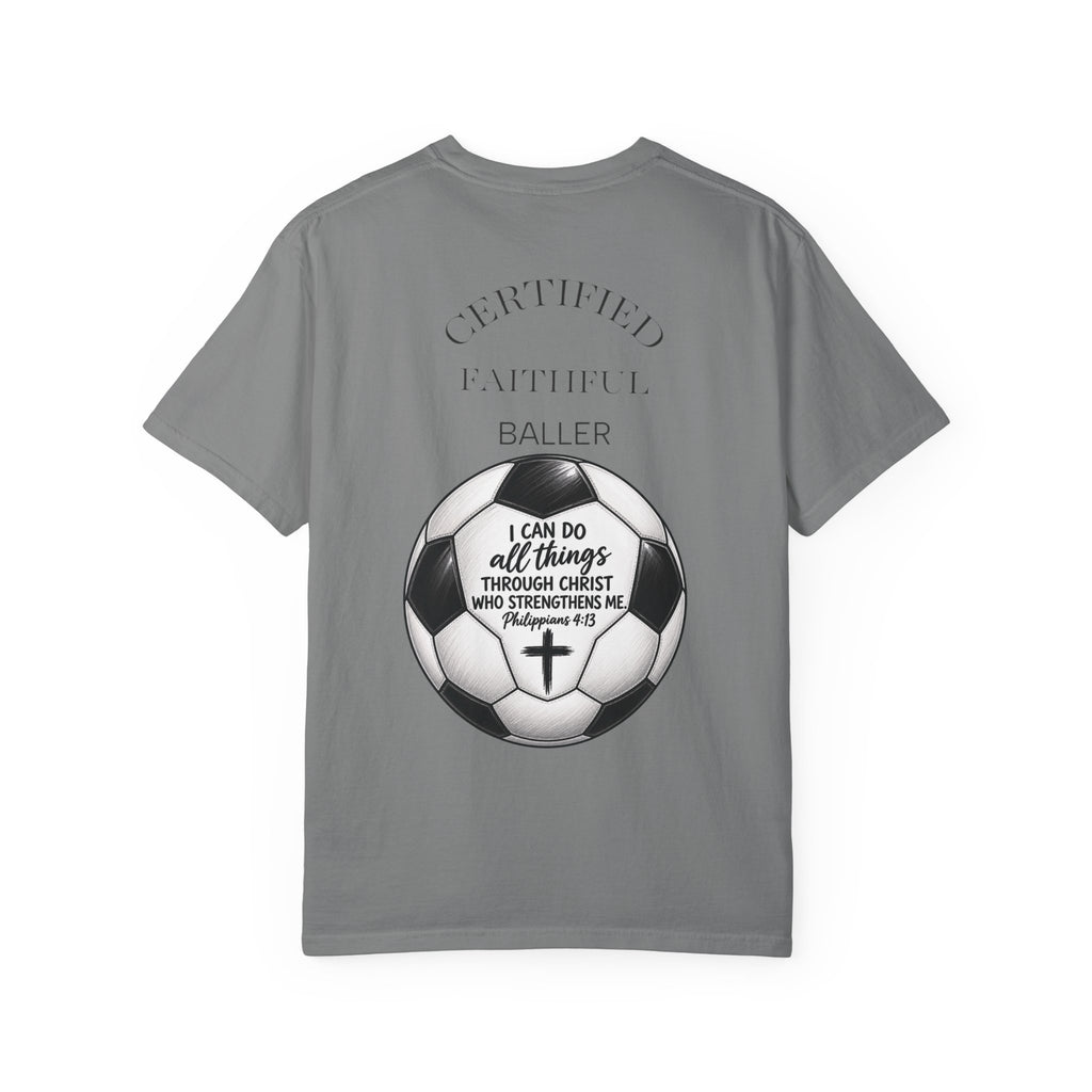 Faith Soccer T‑Shirt – “I Can Do All Things” Christian Soccer Tee