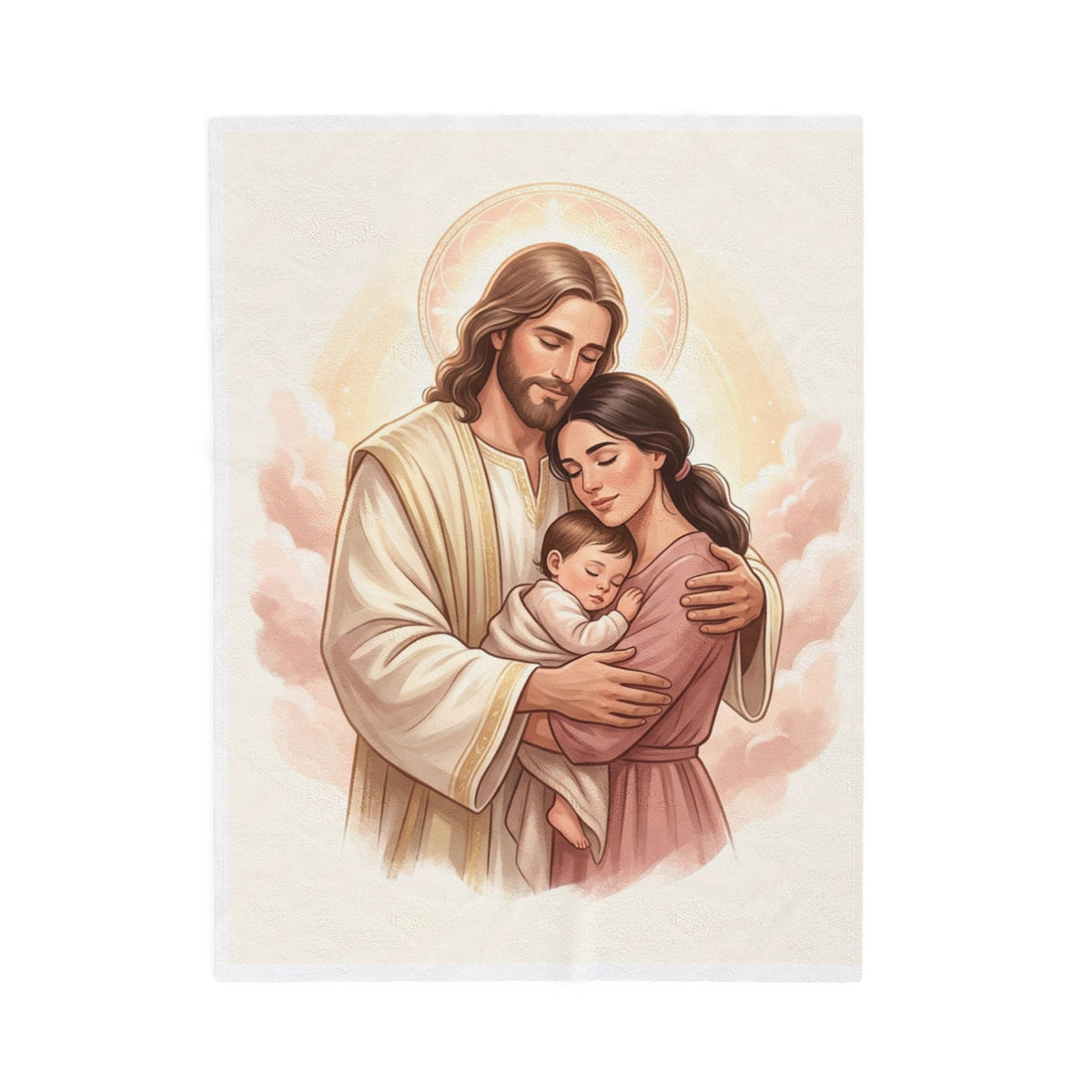 Holy Family Jesus Mary Joseph blanket | Religious velveteen plush
