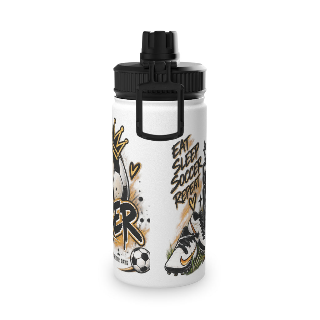 Soccer Stainless Steel Water Bottle — 'Eat Sleep Soccer Repeat' Sports Bottle (Ronaldo #7 Design)