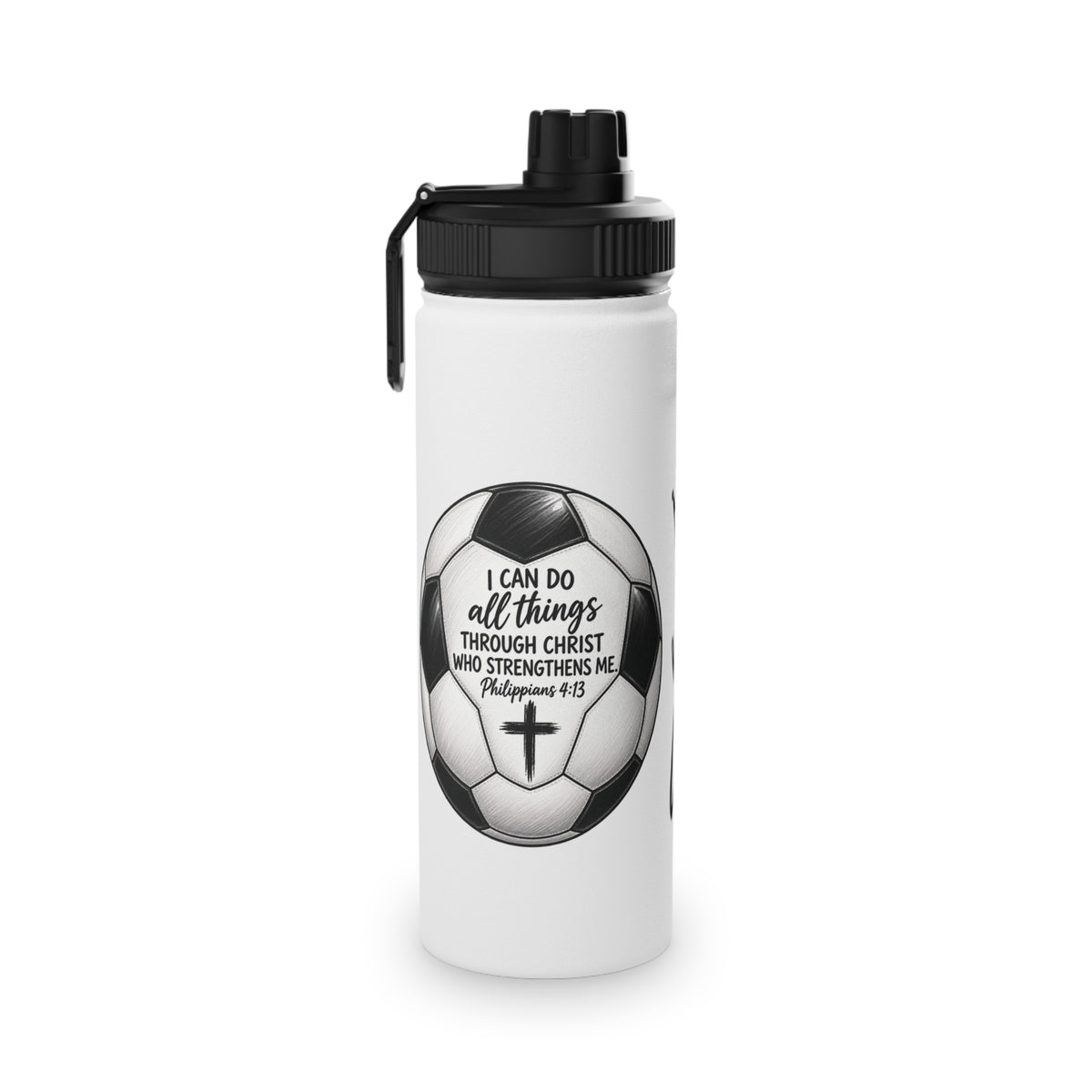 Soccer Graphic Stainless Steel Water Bottle – Sports Lid "Eat Sleep Soccer Repeat"