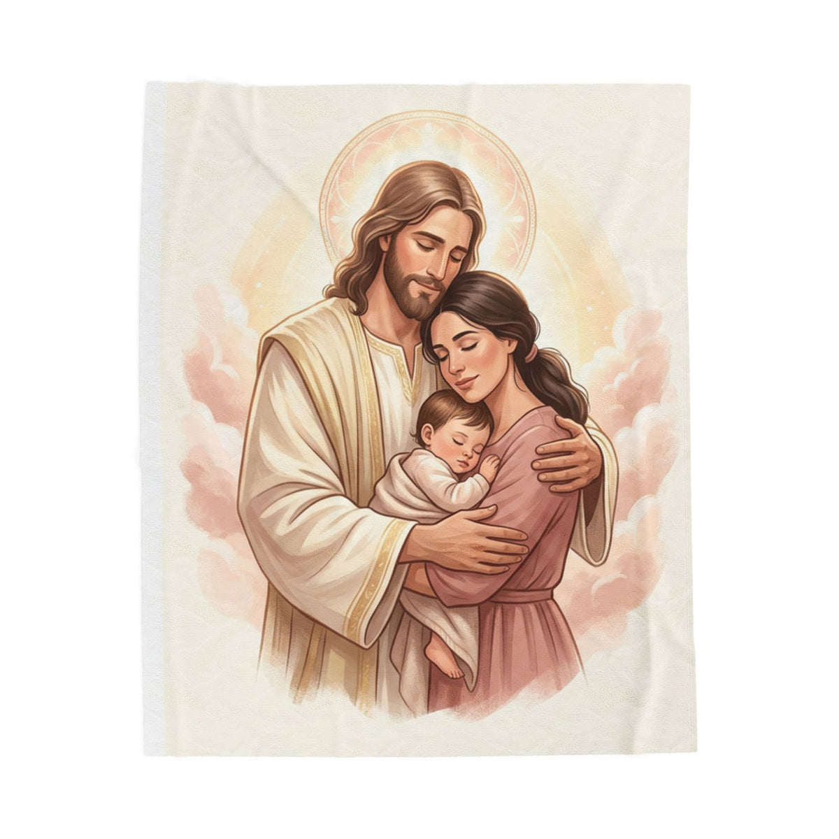 Holy Family Jesus Mary Joseph blanket | Religious velveteen plush