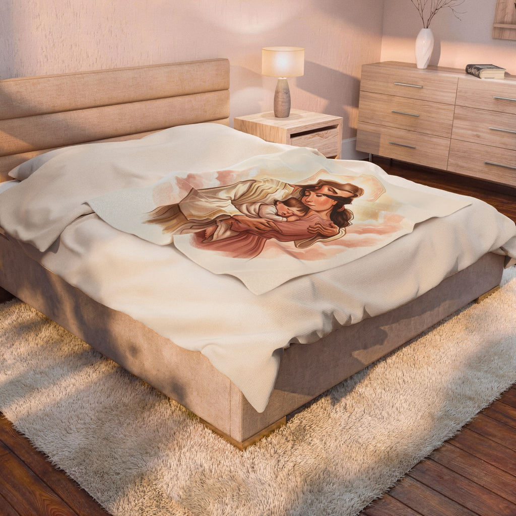 Holy Family Jesus Mary Joseph blanket | Religious velveteen plush