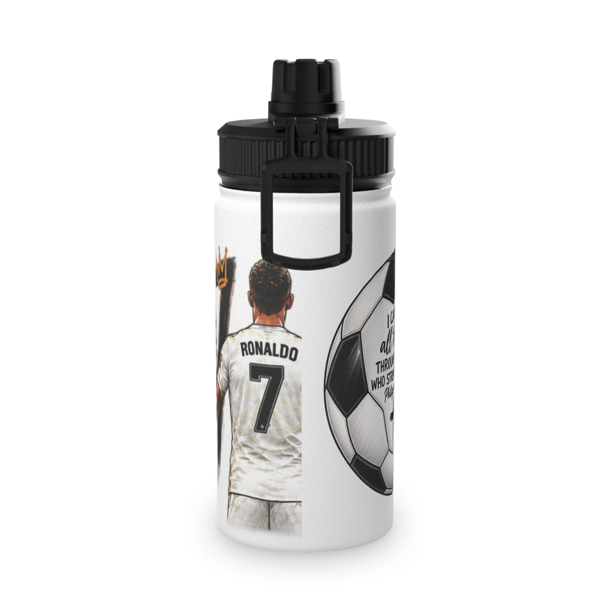 Soccer Graphic Stainless Steel Water Bottle – Sports Lid "Eat Sleep Soccer Repeat"