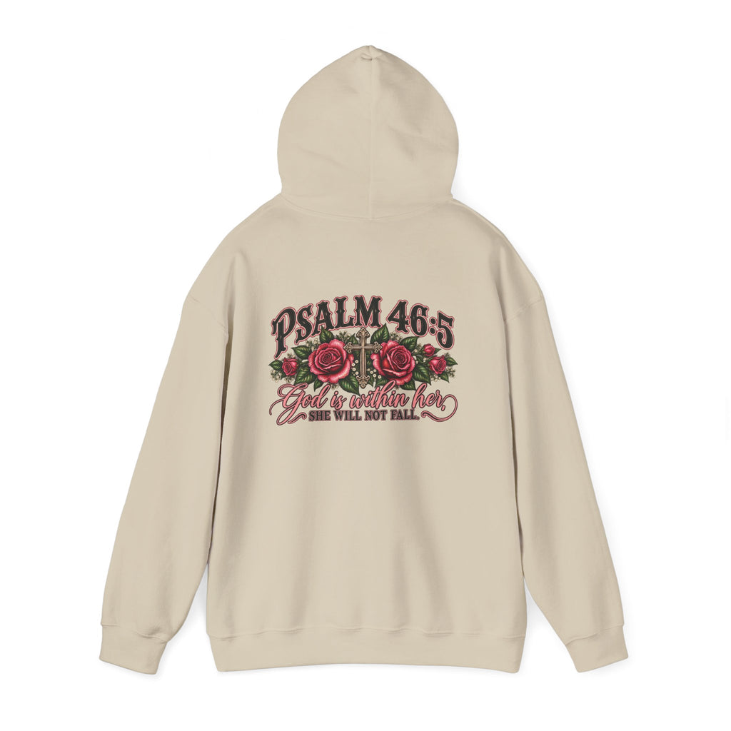 Psalm 46:5 Rose Hooded Sweatshirt – Faith Quote Floral Hoodie