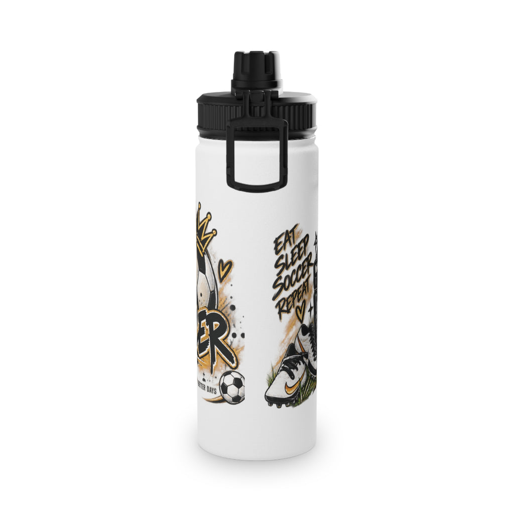 Soccer Stainless Steel Water Bottle — 'Eat Sleep Soccer Repeat' Sports Bottle (Ronaldo #7 Design)