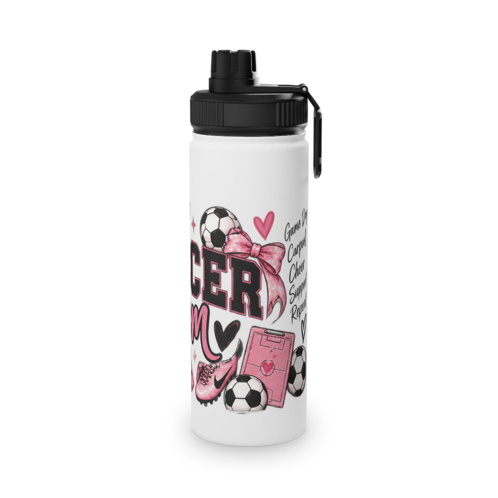 Soccer Mom / Player Water Bottle | Pink Bow Sports Lid