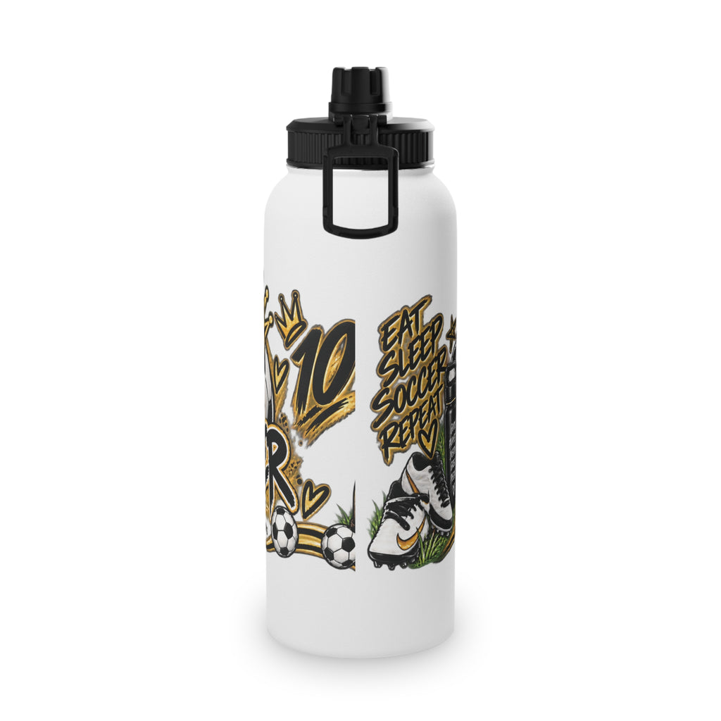 Soccer Water Bottle — 'Eat Sleep Soccer Repeat' Stainless Steel Sports Bottle
