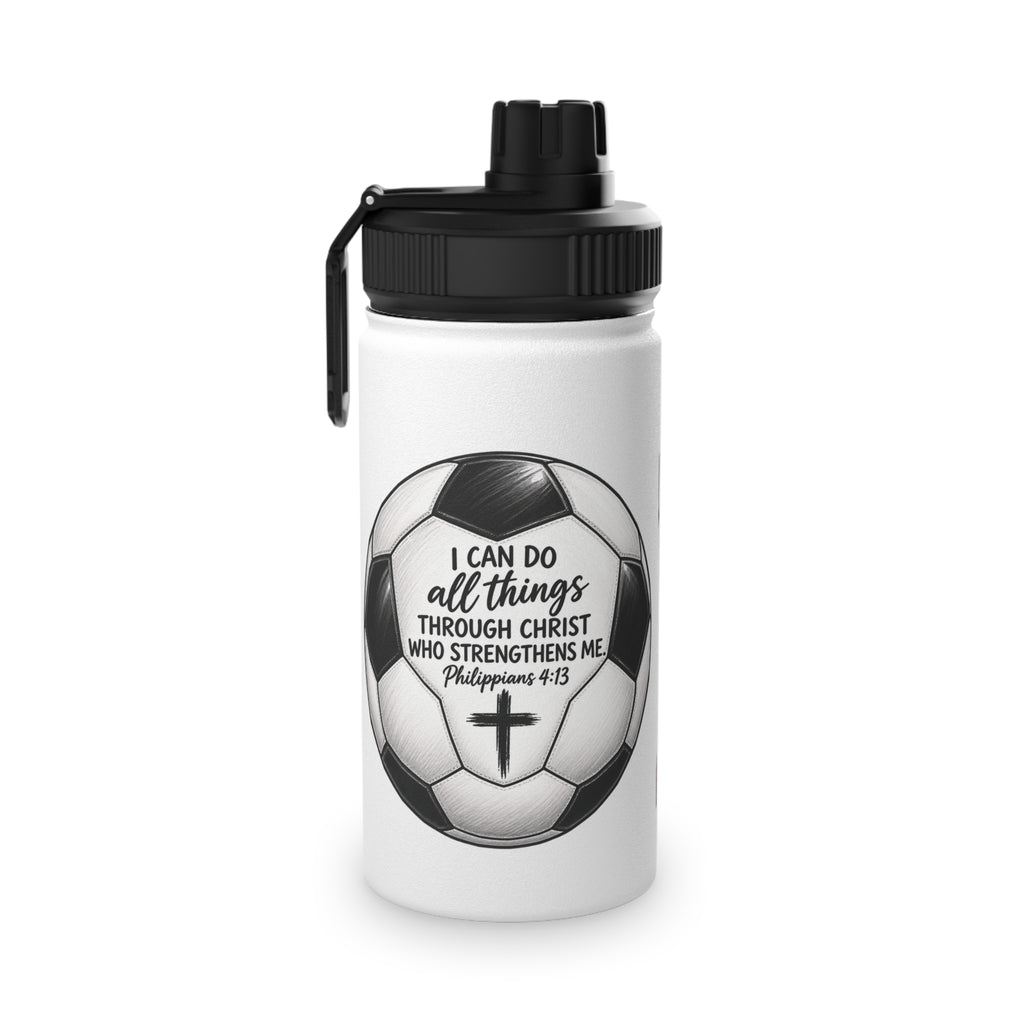 Soccer Player Stainless Steel Water Bottle — Sports Lid, Team Jersey Graphic