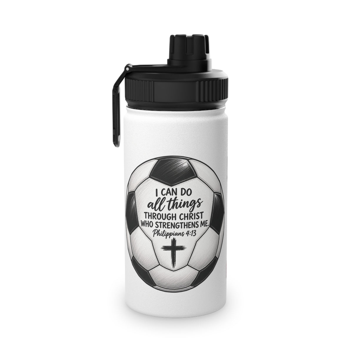 Soccer Player Stainless Steel Water Bottle — Sports Lid, Team Jersey Graphic